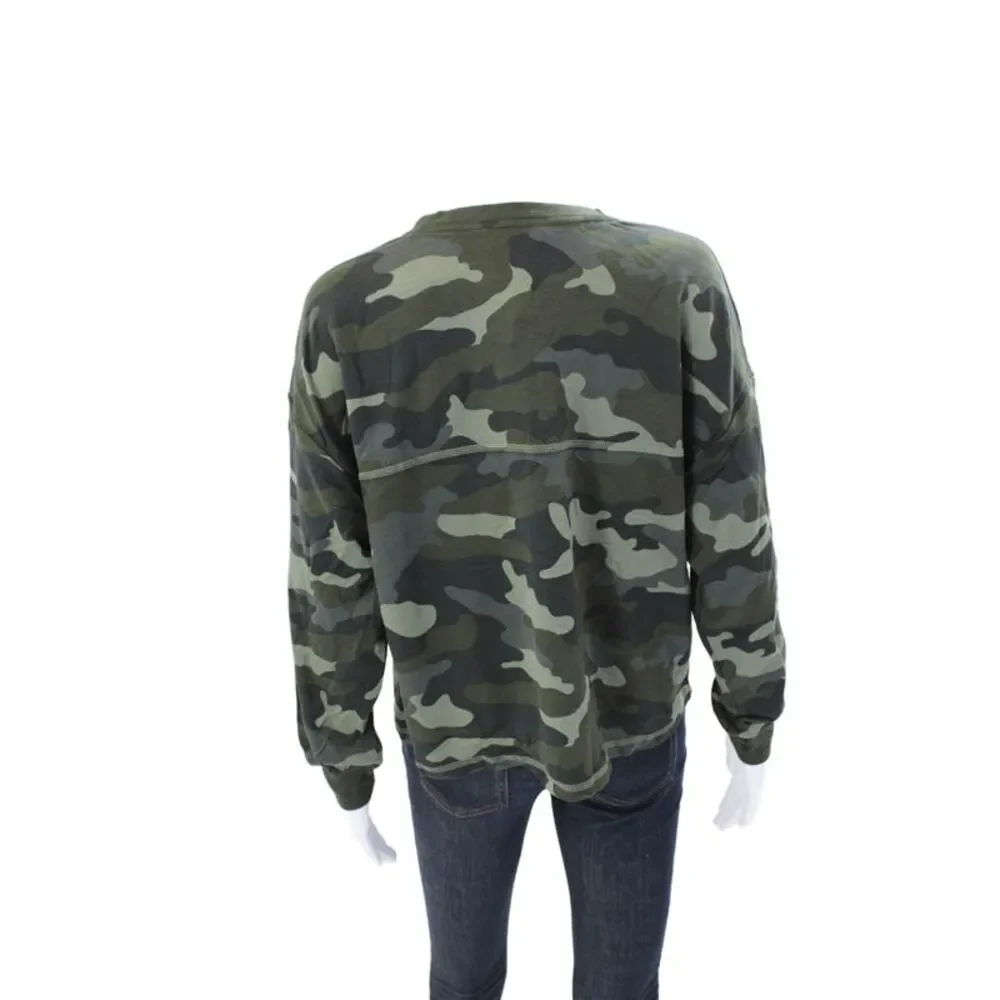 BB Dakota Women's Round Neck Long Sleeves Pullover Camouflage Sweatshirt Size XS